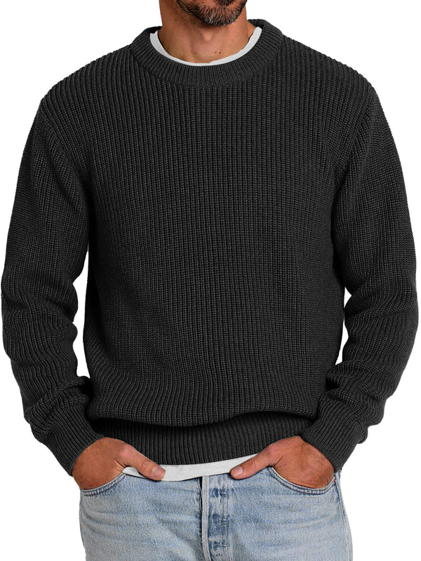 Men's Casual Round Neck Solid Color Comfortable Knitted Sweater