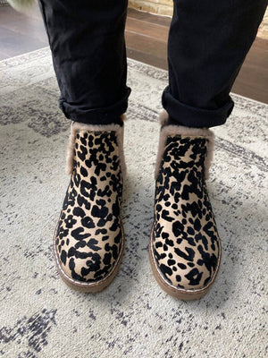 Leopard Back Zipper Booties