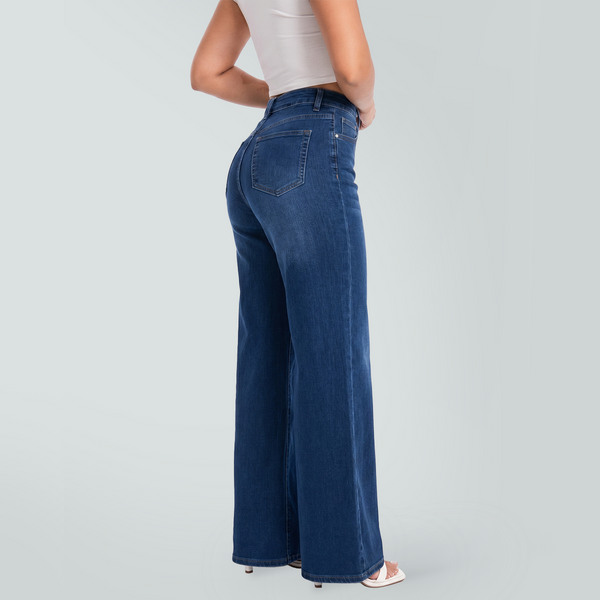 CANANA Women Super Stretchy High Rise Wide Leg Jeans Comfort Tummy Control BBL Jeans