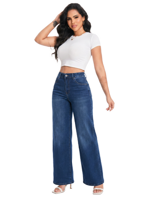 CANANA Women Super Stretchy High Rise Wide Leg Jeans Comfort Tummy Control BBL Jeans