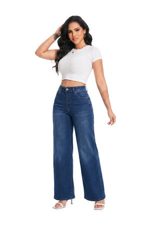 CANANA Women Super Stretchy High Rise Wide Leg Jeans Comfort Tummy Control BBL Jeans