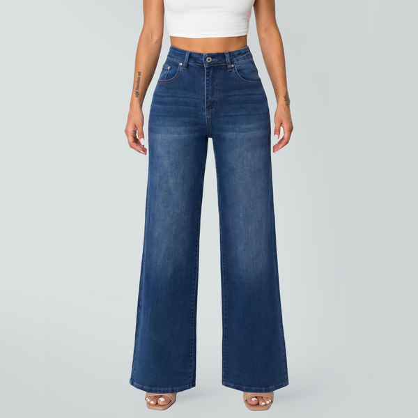CANANA Women Super Stretchy High Rise Wide Leg Jeans Comfort Tummy Control BBL Jeans