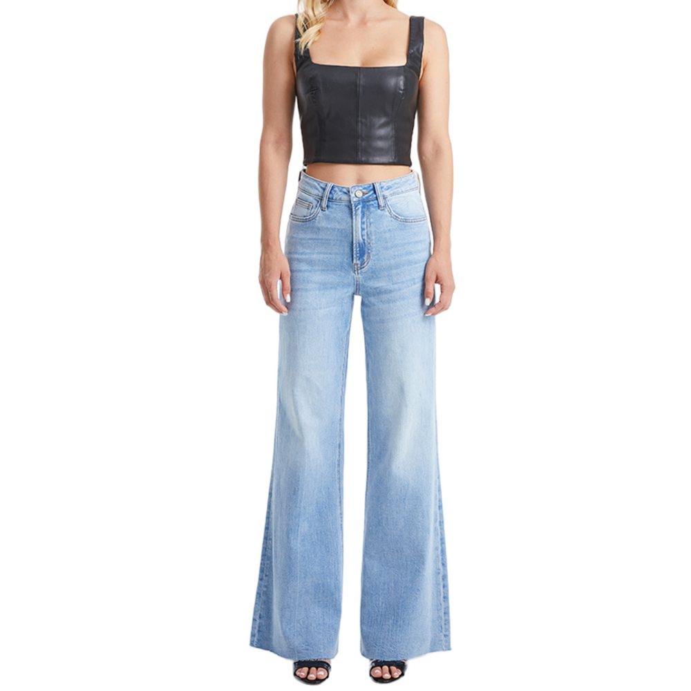 High Waisted Light Blue Wide Leg Jeans