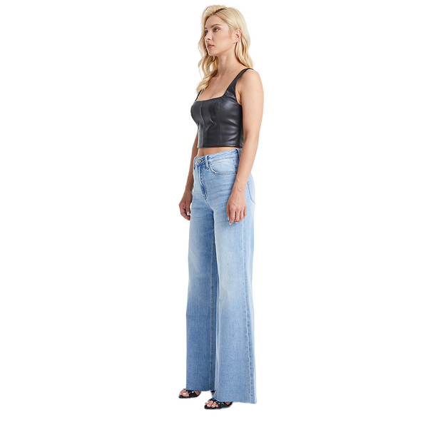 High Waisted Light Blue Wide Leg Jeans