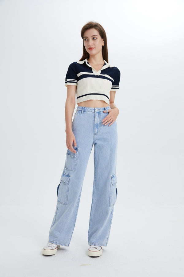 Womens Cargo Jeans High Waisted Baggy