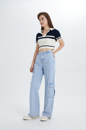 Womens Cargo Jeans High Waisted Baggy