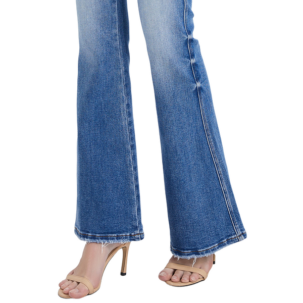 Women High Rise Stretch Cropped Flare Jeans  BYF1074