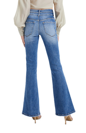 High Rise Stretch Cropped Flare Jeans