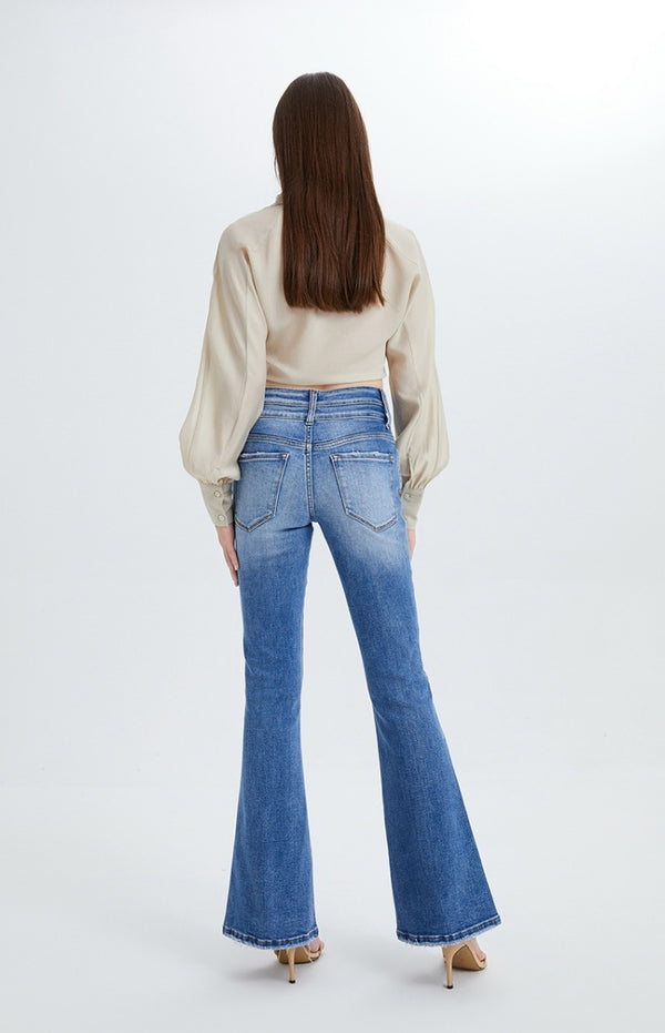 High Rise Stretch Cropped Flare Jeans