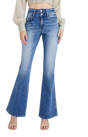 High Rise Stretch Cropped Flare Jeans