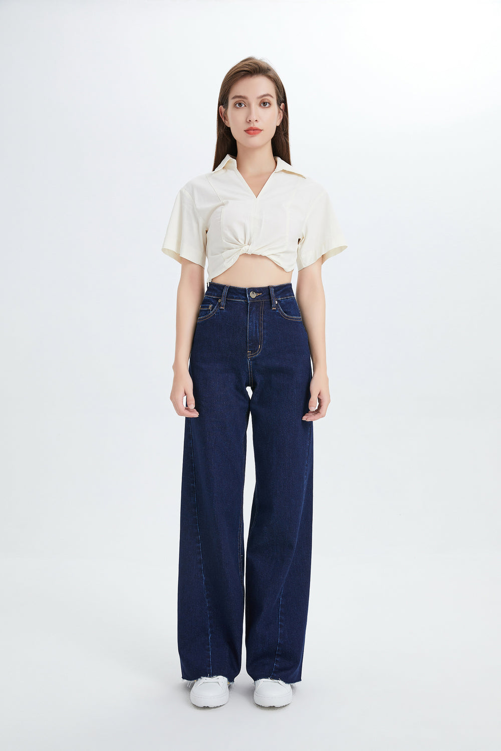 High Rise Wide Leg Jeans Deep Wash Plus Size