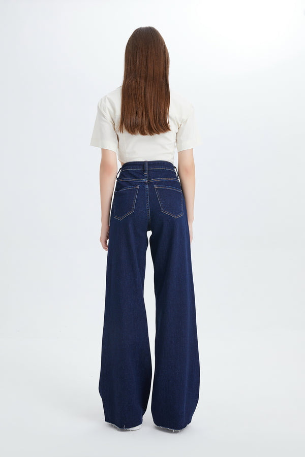 High Rise Wide Leg Jeans Deep Wash Plus Size