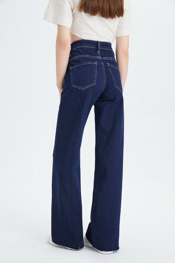 High Rise Wide Leg Jeans Deep Wash Plus Size