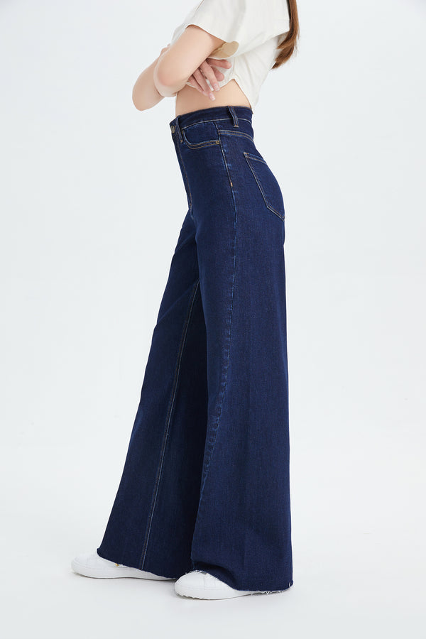 High Rise Wide Leg Jeans Deep Wash Plus Size