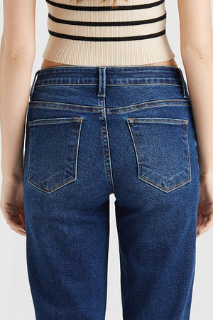 ONESO Women's Mid Rise Straight Stretch Vintage Jeans