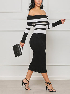 Striped Off Shoulder Dress