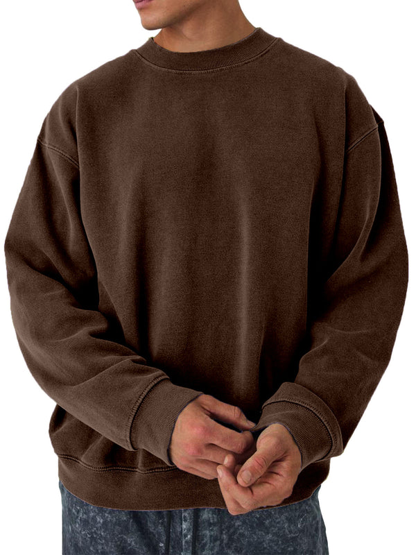 Men's Casual Round Neck Comfortable Solid Color Sweatshirt