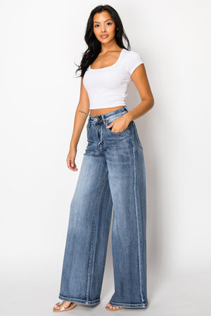 SHAPUM High Waisted Wide Leg Flare Jeans for Women Butts Lifting  Stretchy Plus Size Baggy Jeans Comfy Denim Jeans