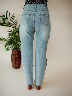 Rhinestone Chain Jeans