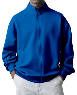 Men's Daily Solid Color Cotton Sweatshirt Zipper Jacket