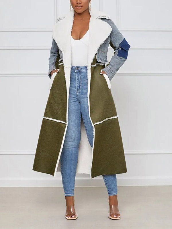 Woolen Denim Trench Coat