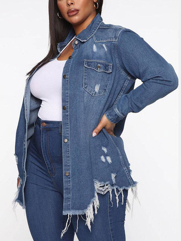 Distressed Denim Coat