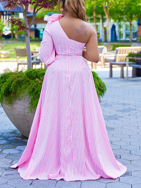 Striped Slit Maxi Dress