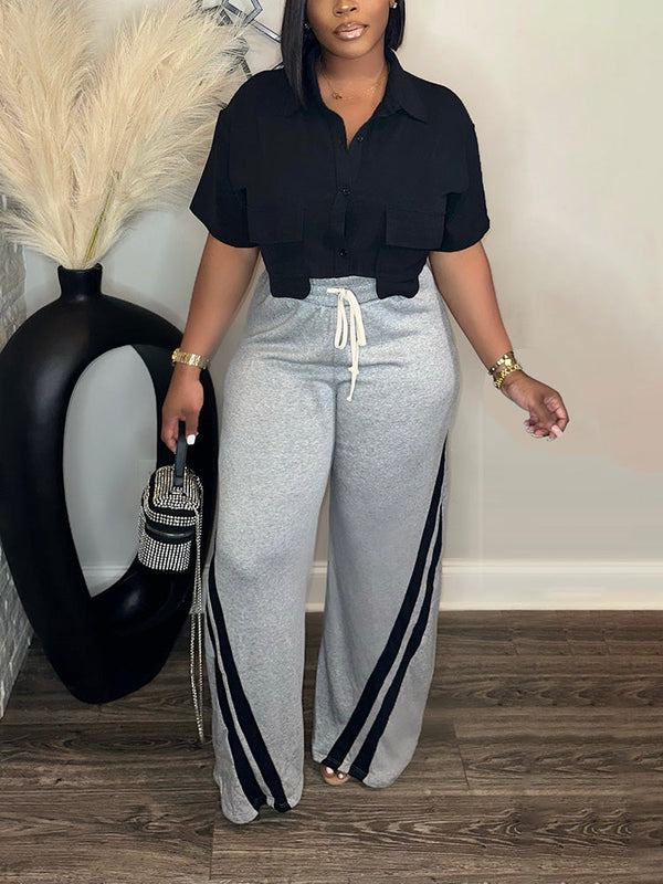 Contrast Wide Leg Joggers