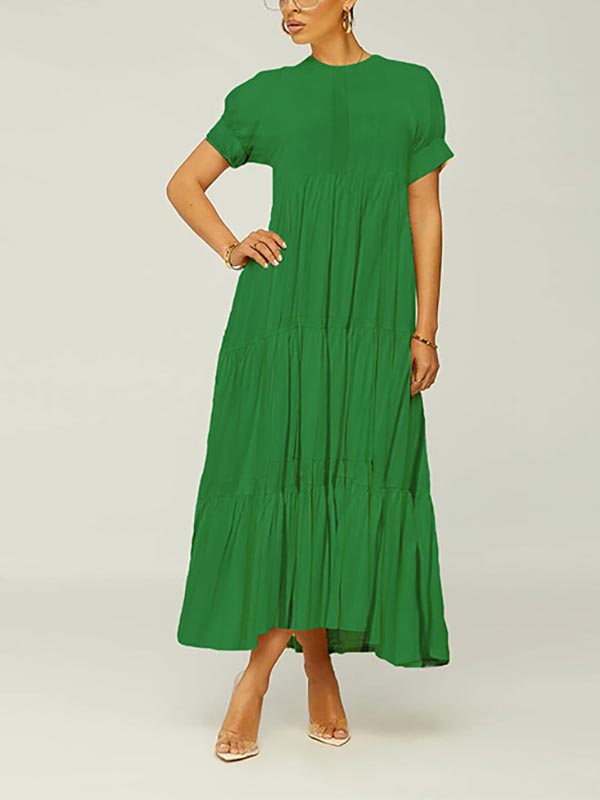 Solid Color Ruffle Dress