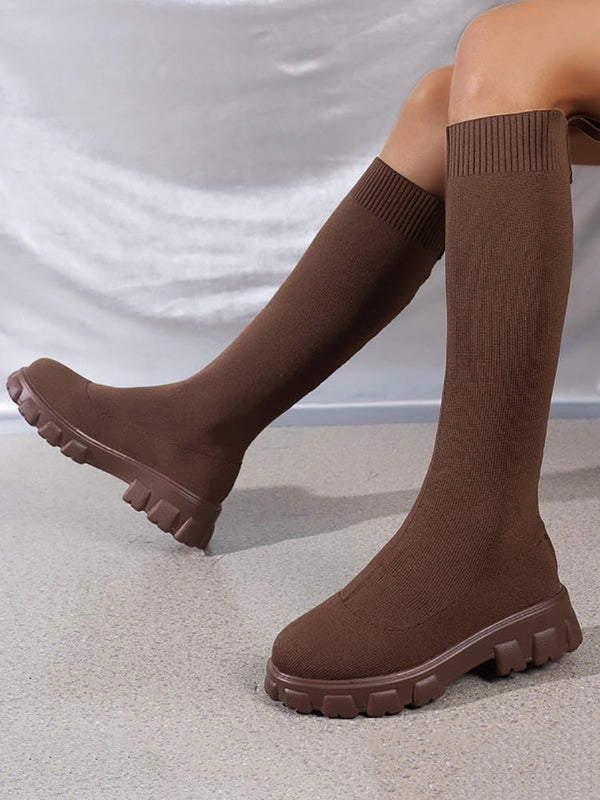 Knitted Flat Heel Sock Boots