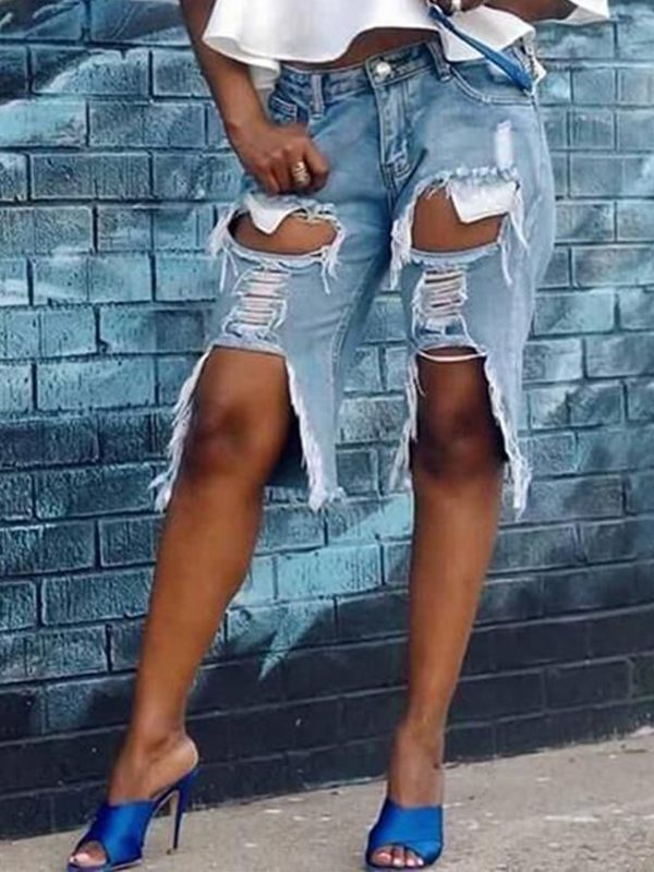 Ripped Denim Shorts