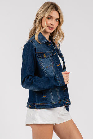 Women's Classic Denim Jacket - Button Front Trucker Style, Regular Fit