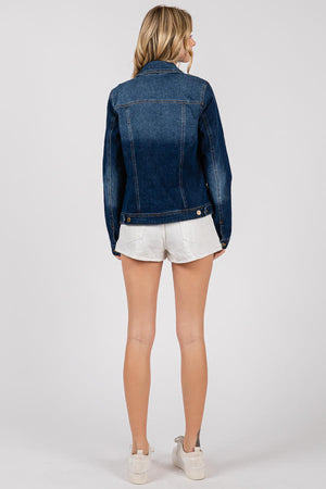 Women's Classic Denim Jacket - Button Front Trucker Style, Regular Fit