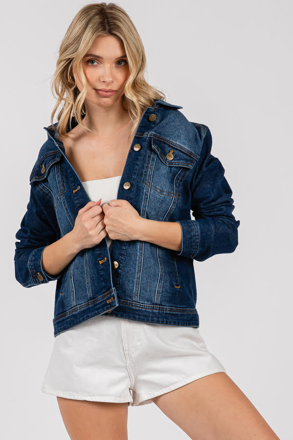 Women's Classic Denim Jacket - Button Front Trucker Style, Regular Fit