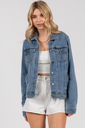 Women's Classic Denim Jacket - Button Front Trucker Style, Regular Fit