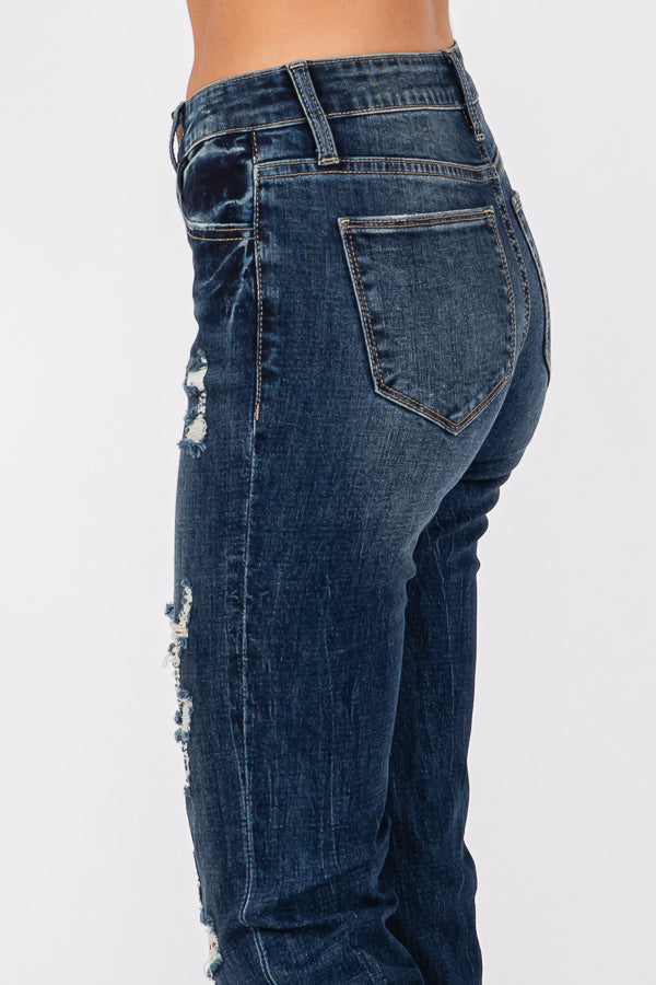 Women's Mid Rise Ripped Flared Jeans