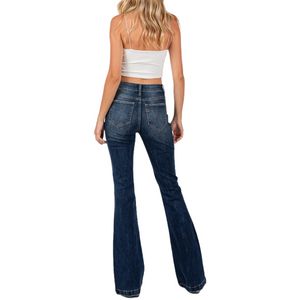 Women's Mid Rise Ripped Flared Jeans