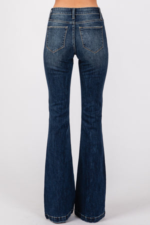 Women's Mid Rise Ripped Flared Jeans