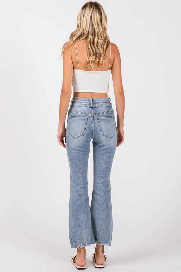 Women's Flare Jeans Mid Waisted Wide Leg Jeans
