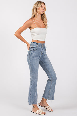 Women's Flare Jeans Mid Waisted Wide Leg Jeans