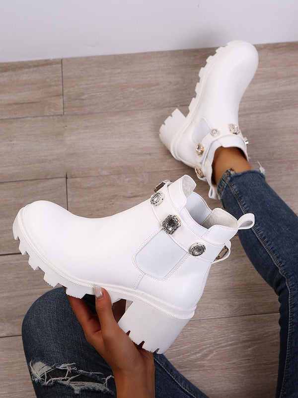 Tie Dye Rhinestone Decor Ankle Boots