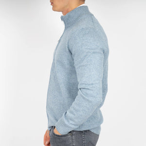 Men's Versatile Solid Color Zip Knit Sweater