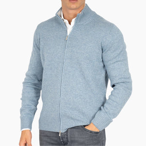 Men's Versatile Solid Color Zip Knit Sweater