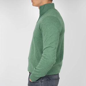 Men's Solid Color Stand-Up Collar Zipper Knit Sweater