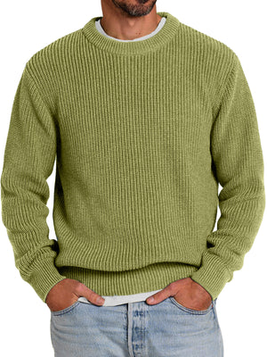 Men's Casual Round Neck Solid Color Comfortable Knitted Sweater