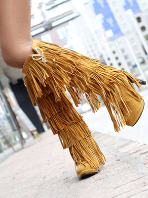 Suede Tassels High Heel Boots