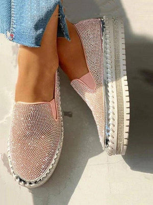 Rhinestone Platform Slip On Shoes