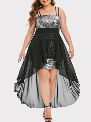 High Low Sequin Maxi Cocktail Dress