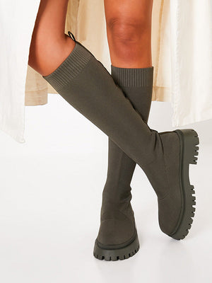 Knitted Flat Heel Sock Boots