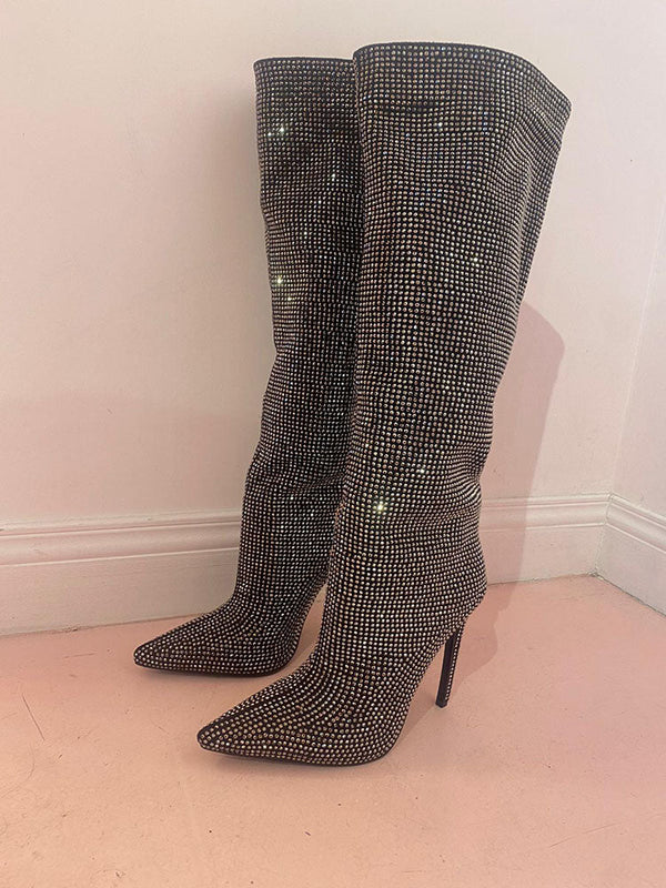 Crystal-Embellished Suede Boots